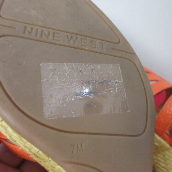 Nine West Wedge Strappy Sandals Women 7 Coral Slingback High Heels Party y2k 496 - Picture 10 of 13